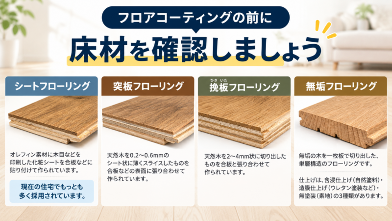 床材の種類とフロアコーティングの相性・選び方を専門業者が解説